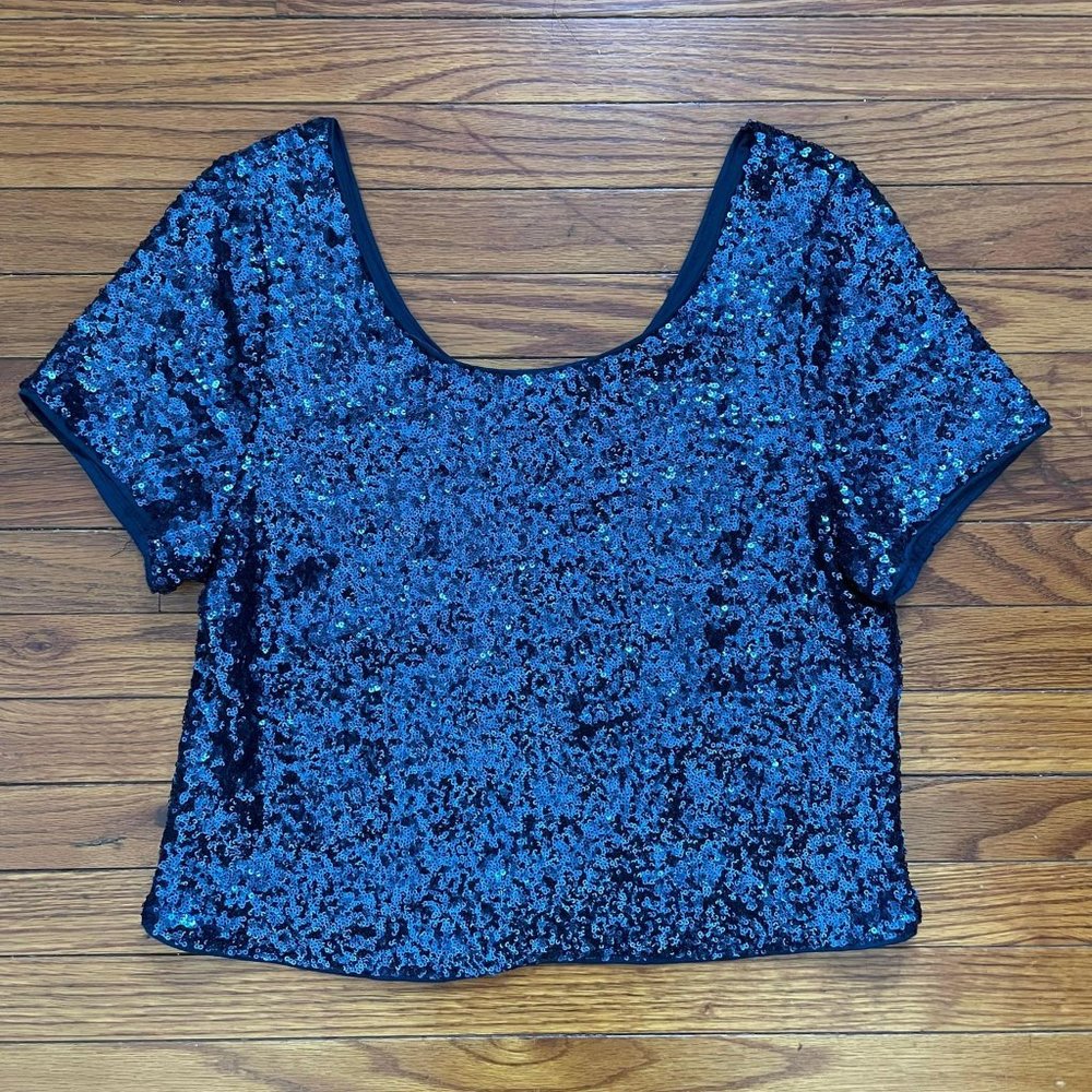 Forever 21+ Navy Sequin Top
